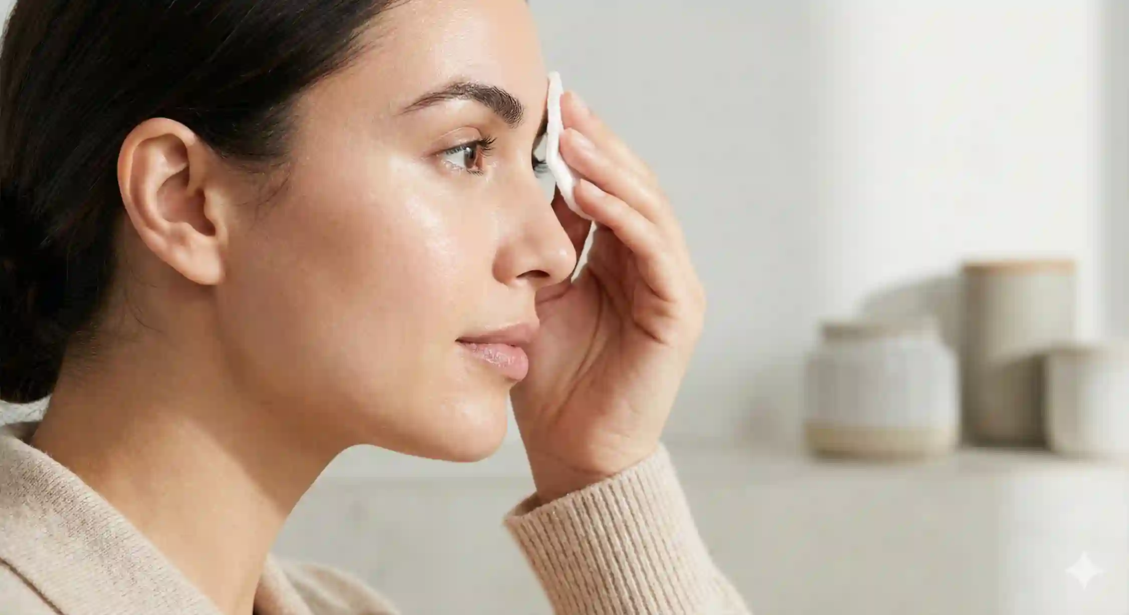 تمیز کردن ابرو با میسلار واتر قبل از استفاده از ژل لیفت ابرو.