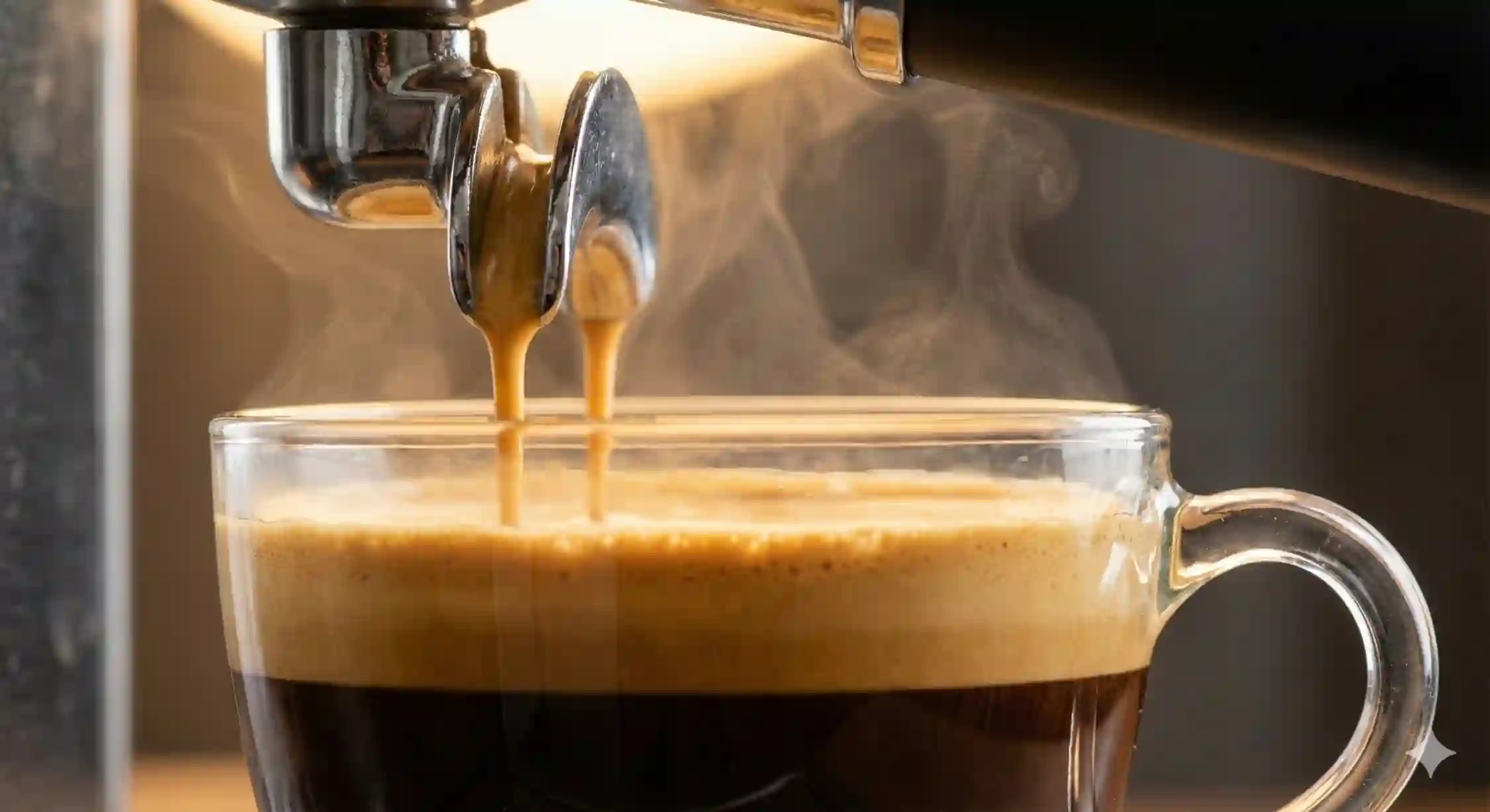 عصاره‌گیری صحیح اسپرسو از کپسول قهوه با کرمای غلیظ و رنگ استاندارد.