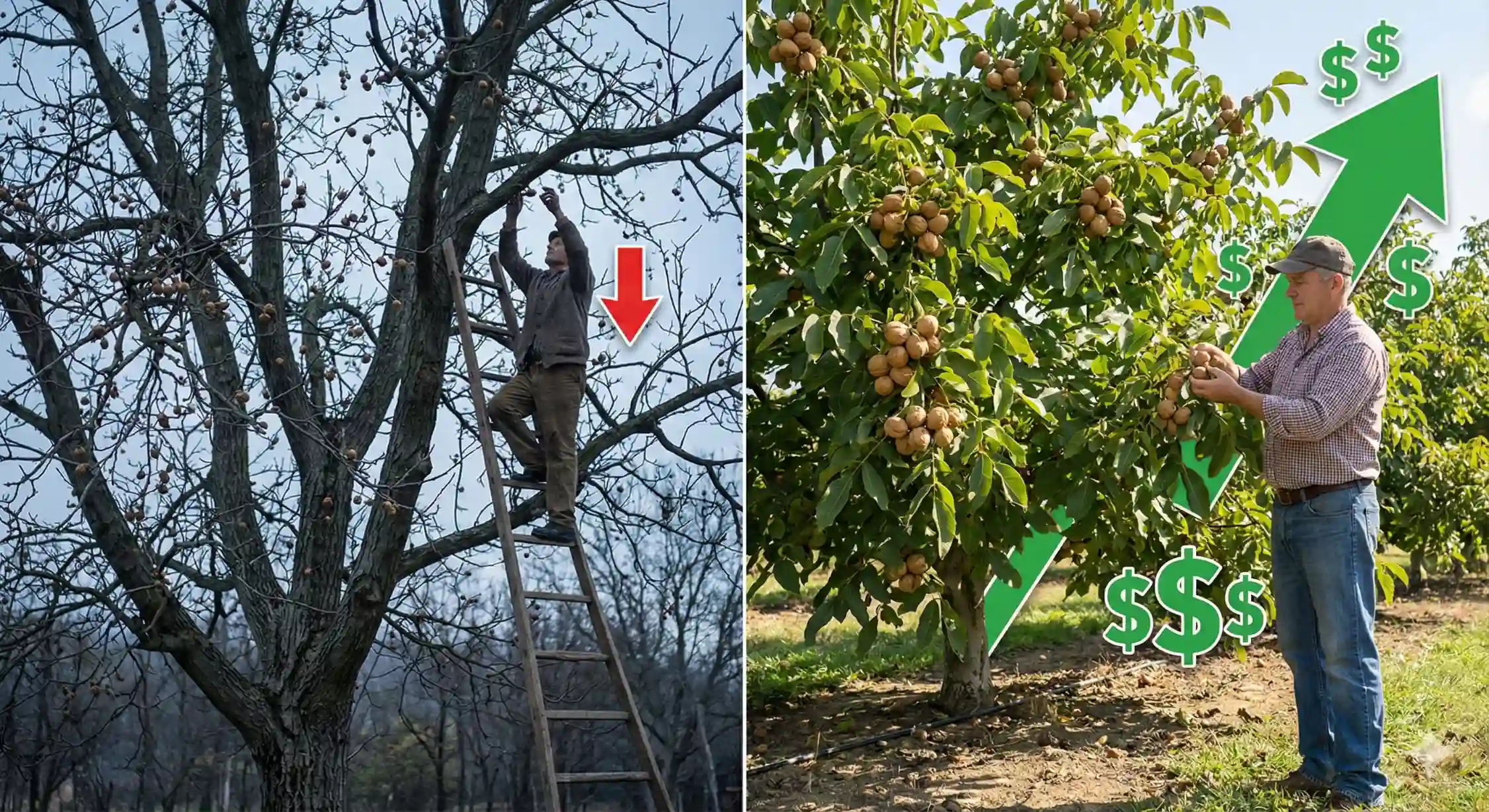مقایسه سوددهی نهال گردو چندلر با درخت گردو محلی